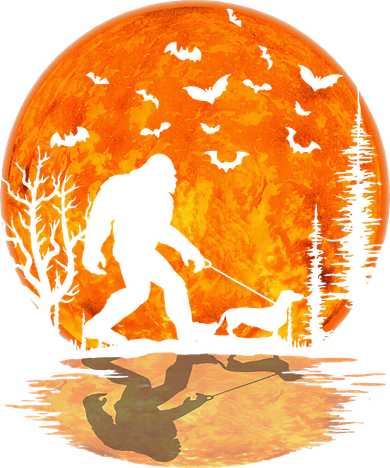 Funny Bigfoot and Wiener Dog Halloween Costume Apron