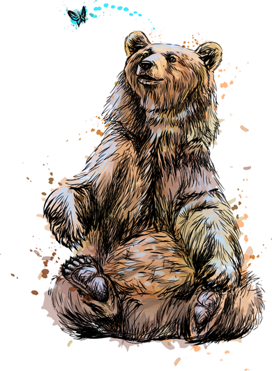 Friendly Brown Bear Sitting And Waving A Paw Doggie Tank