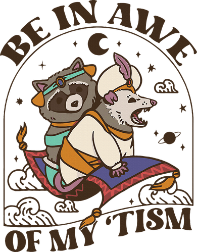 Funny Be In Awe Of My Tism Raccoon Possum Transport Backpack