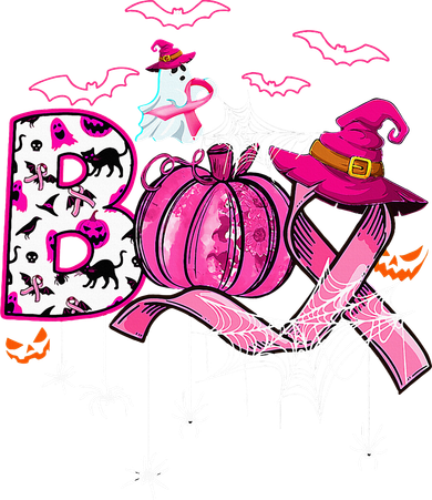 Funny Boo Pumpkin Witch Pink Ribbon Breast Cancer Halloween Button