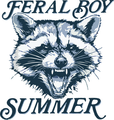 Feral Boy Summer Funny Raccoon Meme Trash Panda Raccoon Kids Hoodie