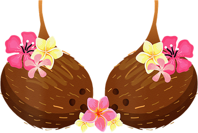 Funny Coconut Bra With Hawaiian Tropical Flowers Kids Long Sleeve Shirt