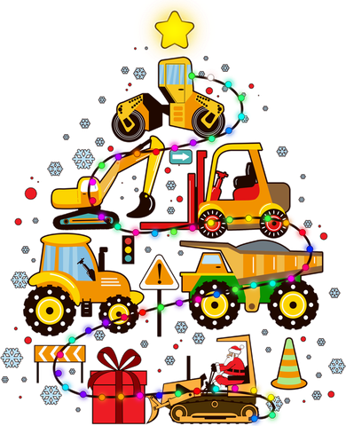 Funny Christmas Construction Vehicles Tree Tank Top