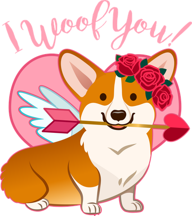 Funny Cute Corgi Valentine I Woof You Women's T-Shirt