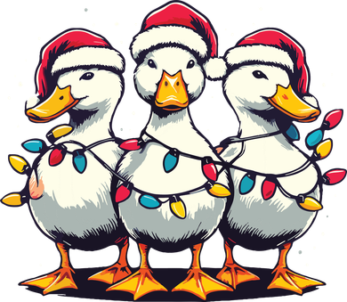 Funny Christmas Ducks Wearing Xmas Hat Light Duck Lover Farm Coaster