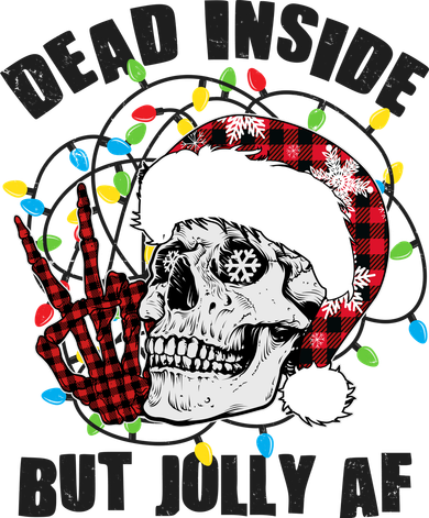 Funny Christmas Dead Inside But Jolly AF Peace Out Skull Women's Tank Top