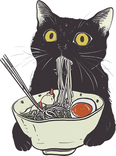 Funny Cat Eating Ramen Vintage Japanese Noodles Tank Top
