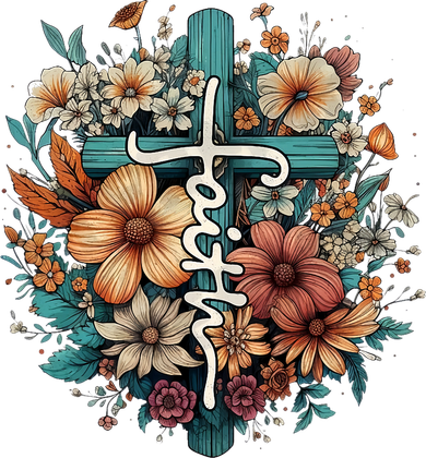 Faith Cross Floral Christian Faith Religious Tote Bag