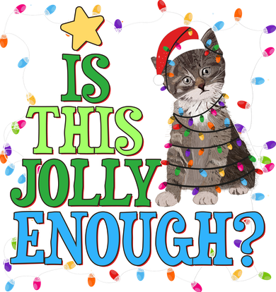 Funny Christmas Is This Jolly Enough Tangled Lights Cat Kids Hoodie