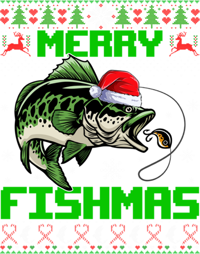 Fishing Christmas Merry Fishmas Bass Fish Ugly Xmas Sweater Cute Gift Toddler T-Shirt