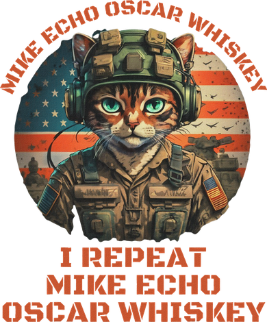 Funny Cat Military Mike Echo Oscar Foxtrot Meow Women's Long Sleeve Shirt