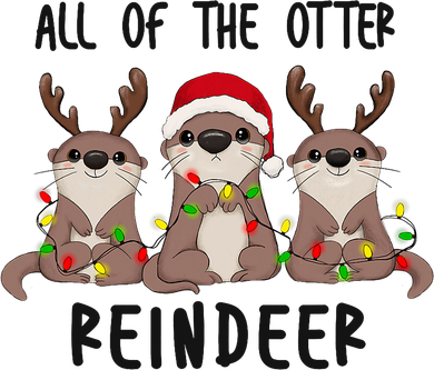 Funny Christmas Otters Cute All Of The Otter Reindeer Kids Sweatshirt
