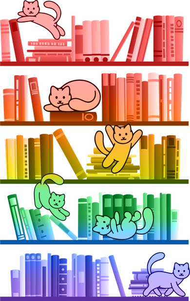 Funny Colorful Rainbow Library Cats Kids T-Shirt