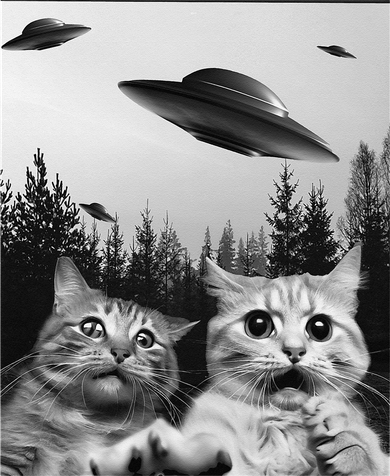 Funny Cat Selfie with UFOs Women's Tank Top