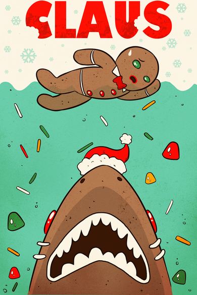 Funny Christmas Santa Claus Shark Attack Gingerbread Man Bucket Hat