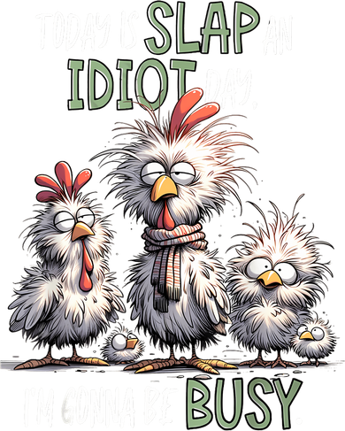 Funny Chicken Today Is Slap An Idiot Day I’M Gonna Be Busy Button