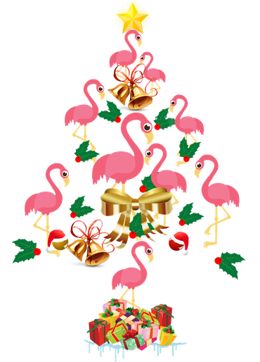 Flamingo Christmas Tree Button