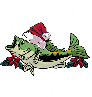 Funny Christmas Themed Bass Fishing Design Merry Fishmas Gift Toddler T-Shirt