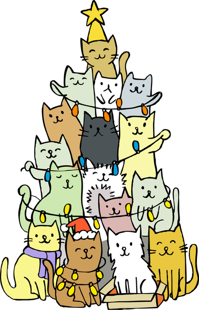 Funny Cat Christmas Tree Polo