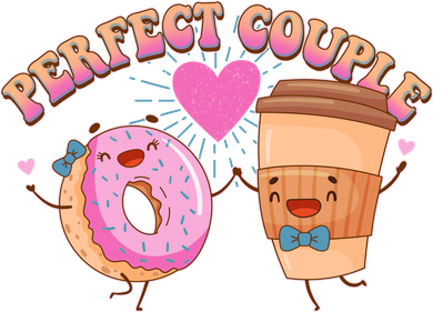 Funny Cute Valentines Day Perfect Couple Donut And Coffee Doddie Hoodie