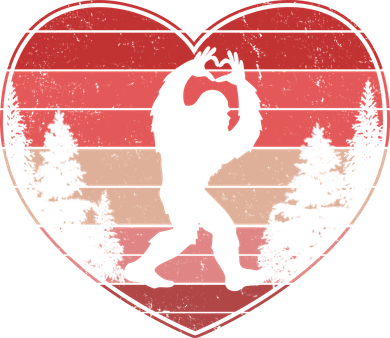 Funny Cute Valentines Day Bigfoot Sasquatch Heart Kids Hoodie