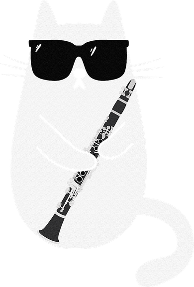 Funny Cat Wearing Sunglasses Playing Clarinet Musician Doggie Tank