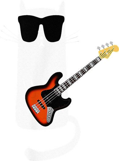 Funny Cat Wearing Sunglasses Playing Bass Guitar Tank Top