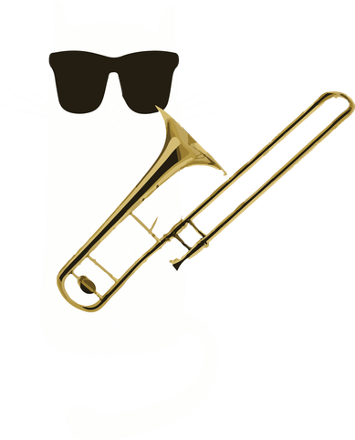 Funny Cat Wearing Sunglasses Playing Trombone Women's Long Sleeve Shirt