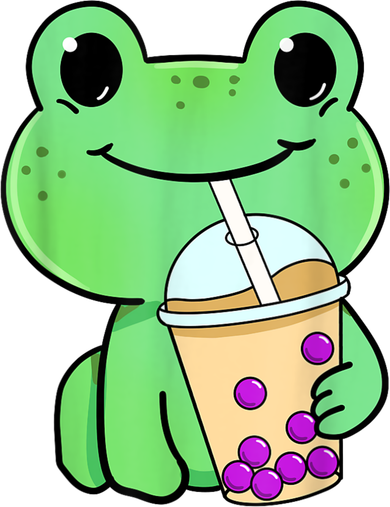 Frog Drinking Bubble Tea Coaster