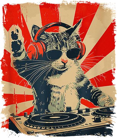 Funny Dj Cat Disco Sound Tech Headphone Music Toddler Hoodie