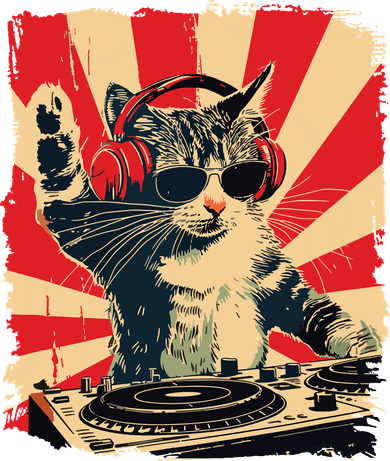 Funny Dj Cat Disco Sound Tech Headphone Music Doggie Tank