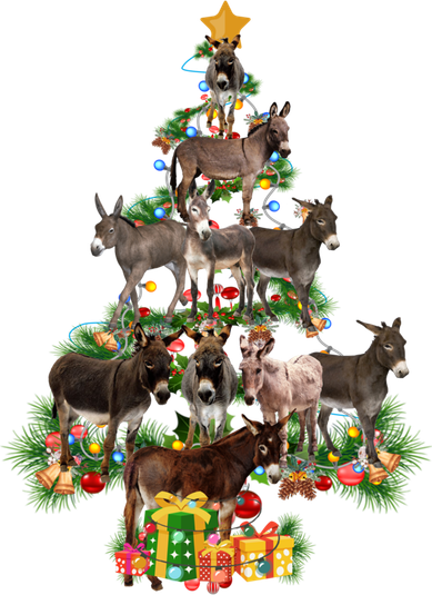 Funny Donkey Merry Christmas Tree Donkey Lover Farm Xmas Great Gift Doggie Tank