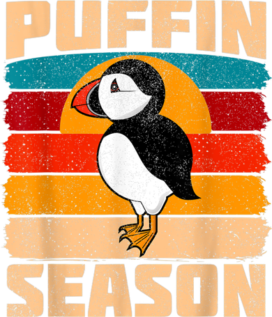 Funny Distressed Puffin Season Retro Vintage Sunset Toddler Long Sleeve