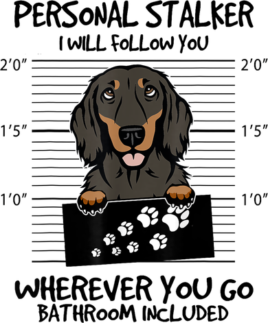 Funny Dachshund Personal Stalker Black And Tan Longhaired Gift Kids Long Sleeve Shirt