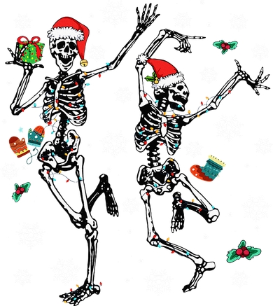 Festive Dancing Skeleton with Christmas Lights Kids Hoodie