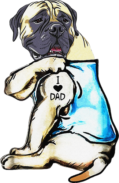 Funny English Mastiff Dog I Love Dad Tattoo English Mastiff Women's Hoodie