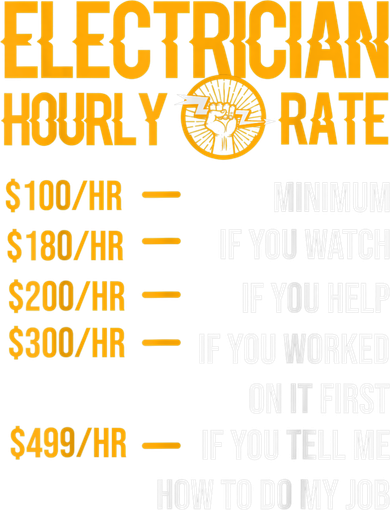 Funny Electrician Men Electrician Hourly Rate Electrician Women's T-Shirt