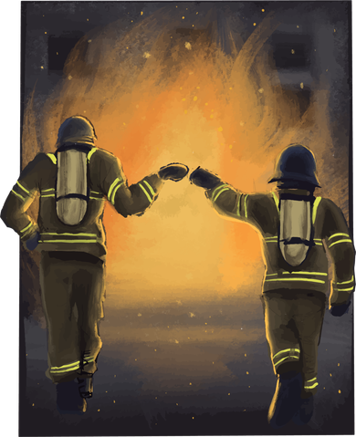 Firefighters Fist Bump  Golf Towel