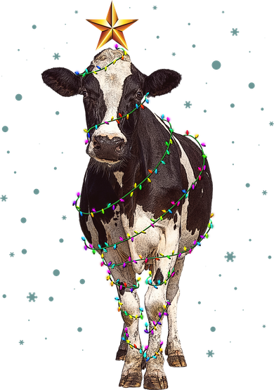 Funny Festive Christmas Lights Cow Toddler Hoodie