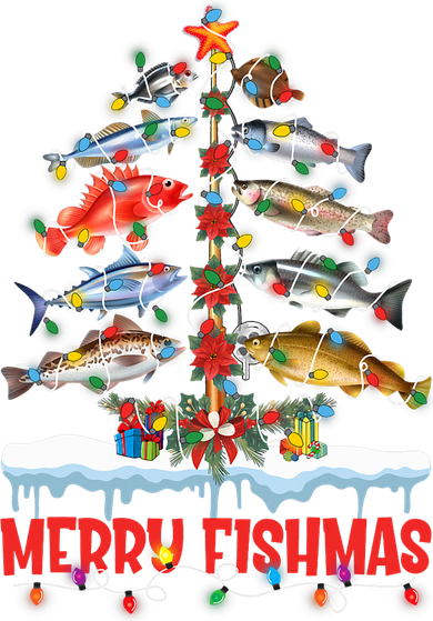 Fish Fishing Christmas Tree Lights Merry Fishmas Fishermen Bucket Hat