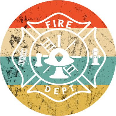 Fireman Fire Department Retro Vintage Firefighter Logo Bucket Hat