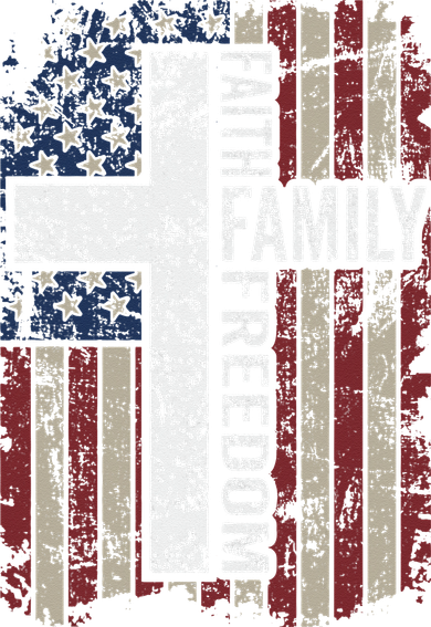 Faith Family Freedom Patriotic Christian Vintage USA Flag Button