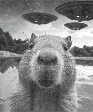 Funny Graphic Capybara Selfie With Ufos Weird Kids Hoodie