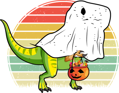 Funny Ghost Dinosaur Halloween Graphic Doggie Tank