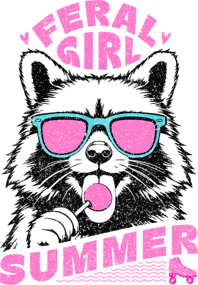 Feral Girl Summer Raccoon Vintage Baby Bodysuit