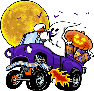 Funny Halloween Ghost Muscle Car Women's Sweatshirt