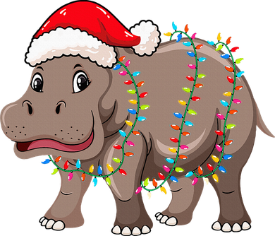 Festive Hippopotamus Hat for Christmas Lovers Mousepad