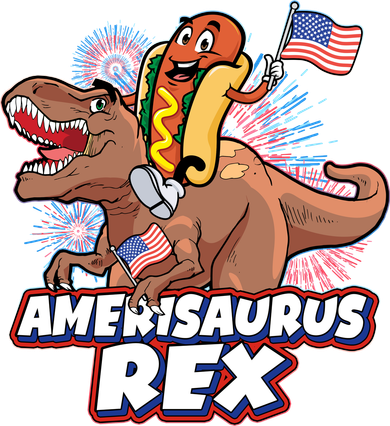 Funny Hotdog Riding Amerisaurus Rex Dinosaur Golf Towel