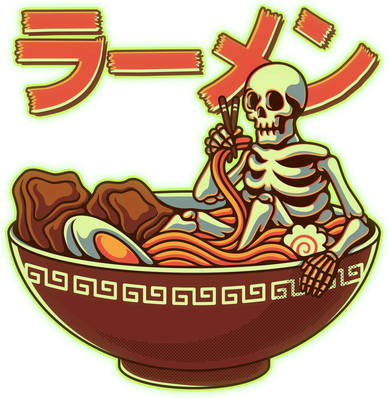 Funny Halloween Skeleton Japanese Ramen Bowl Baby Bodysuit