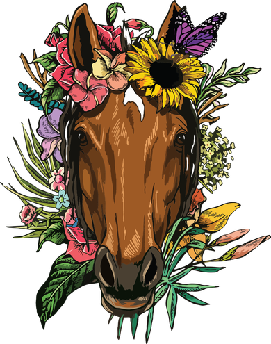 Floral Horse Spring Nature Horse Lovers For Women Men T-Shirt